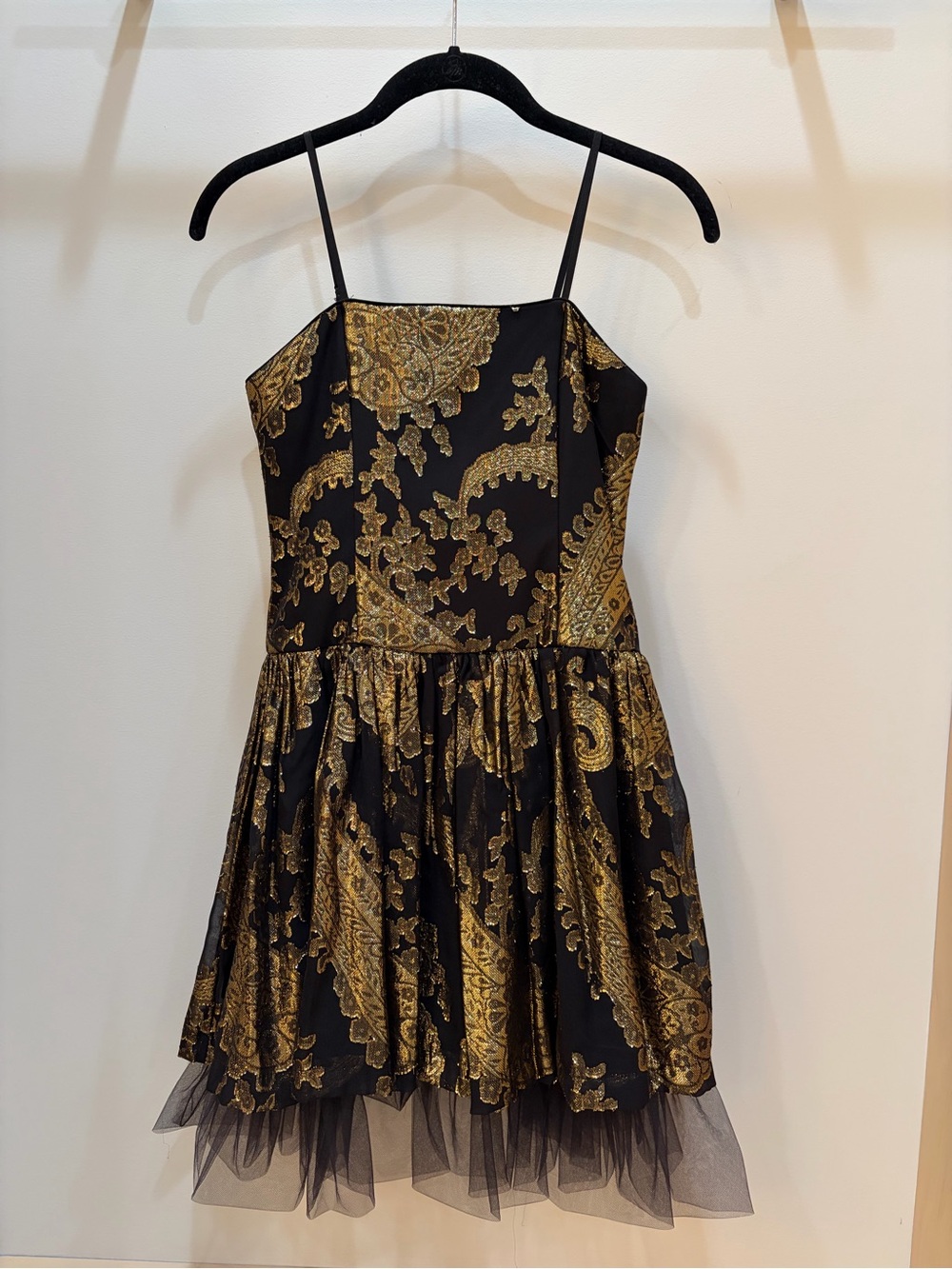 Un Deux Trois Black & Gold Lace Dress